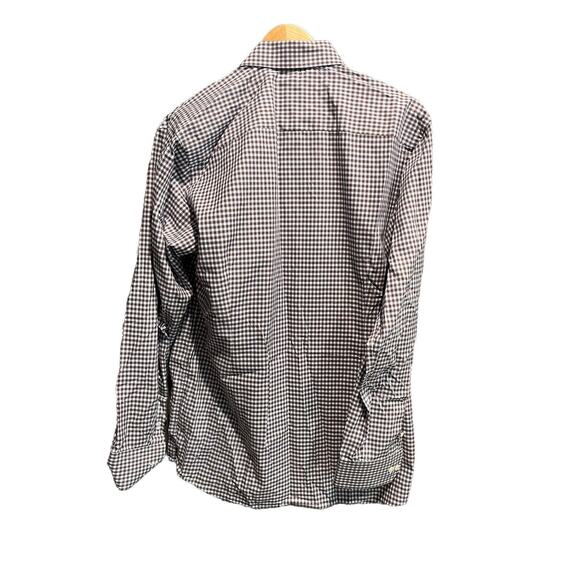 Eton Contemporary Brown Checkered Men's Twill Button Down Dress Shirt Size L - Picture 2 of 5